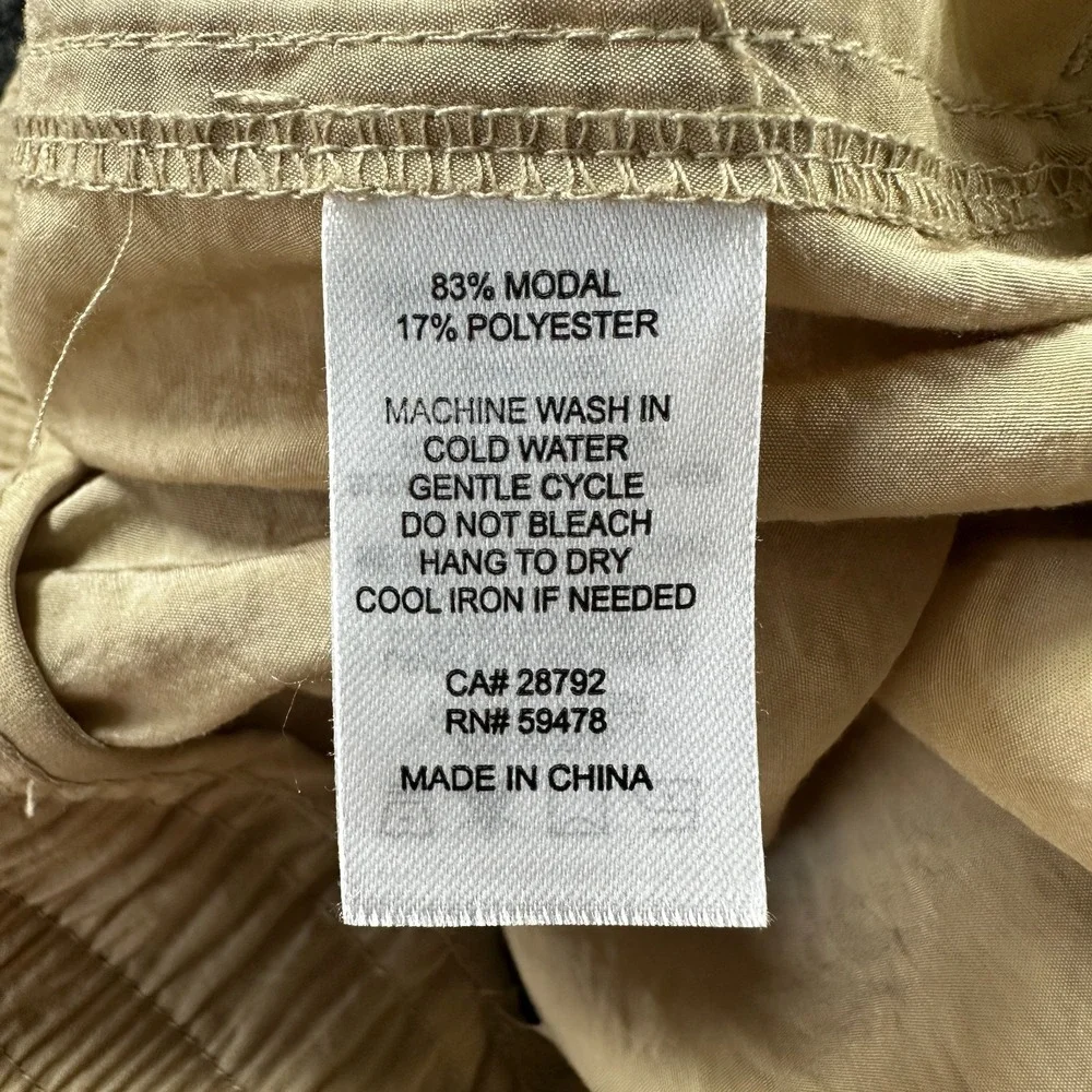 Joie Linen Blend Cargo Pants Sz LG Drawstring Beige  Cargo Pockets Elastic Waist